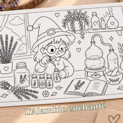 Carte postale à colorier - Mini-Druide et l'alambic enchanté